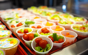  Healthy fruit tray with lunch options. 